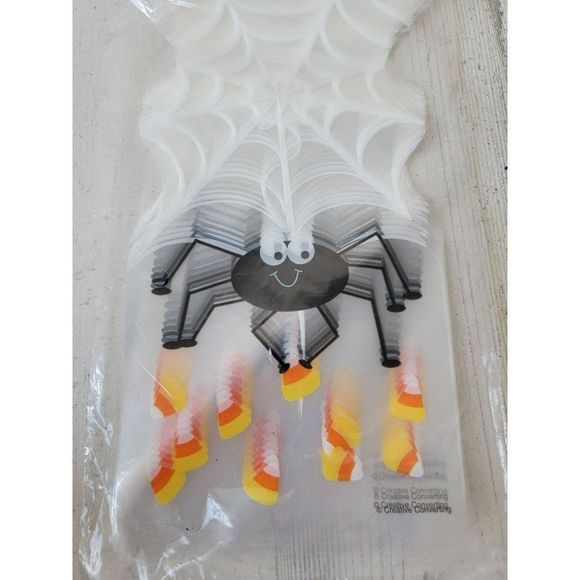 Spider web candy corn Halloween zipper bag treat - Picture 2 of 5